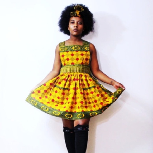 Yellow Ankara Apron - Picture 1 of 4